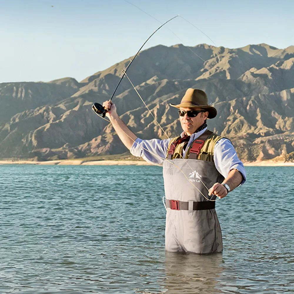 Night Cat Fly Fishing Chest Waders with Boots for Men Women, US Sizes 7.5-13 2-Ply Nylon/Pvc Waterproof Waders With Adjustable Belt