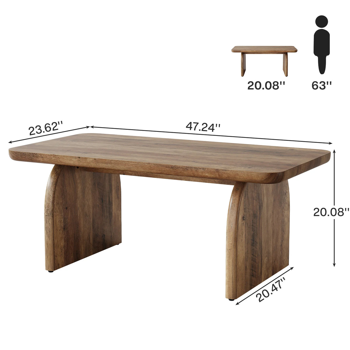 Tribesigns Farmhouse Rectangular Coffee Table with Sturdy Engineered Wood Base