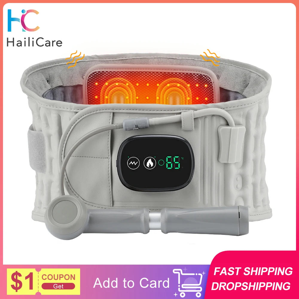 Hailicare Inflatable Heating Waist Massage Belt With Vibration Support