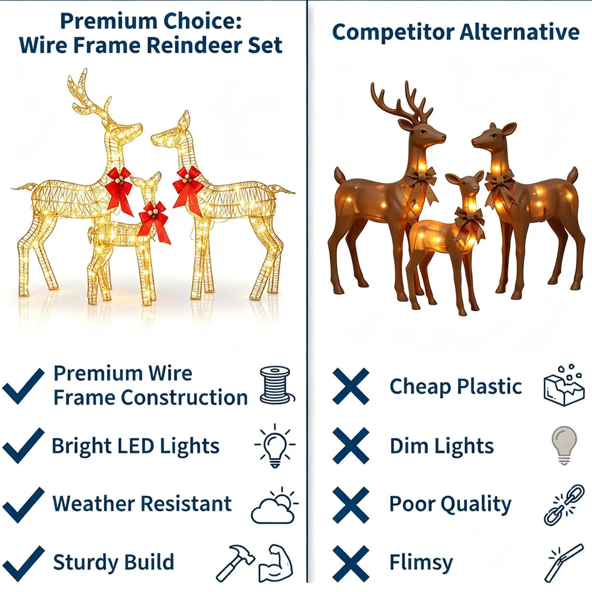 HiMISS Lighted Christmas Deer Family Outdoor Yard Decor Set