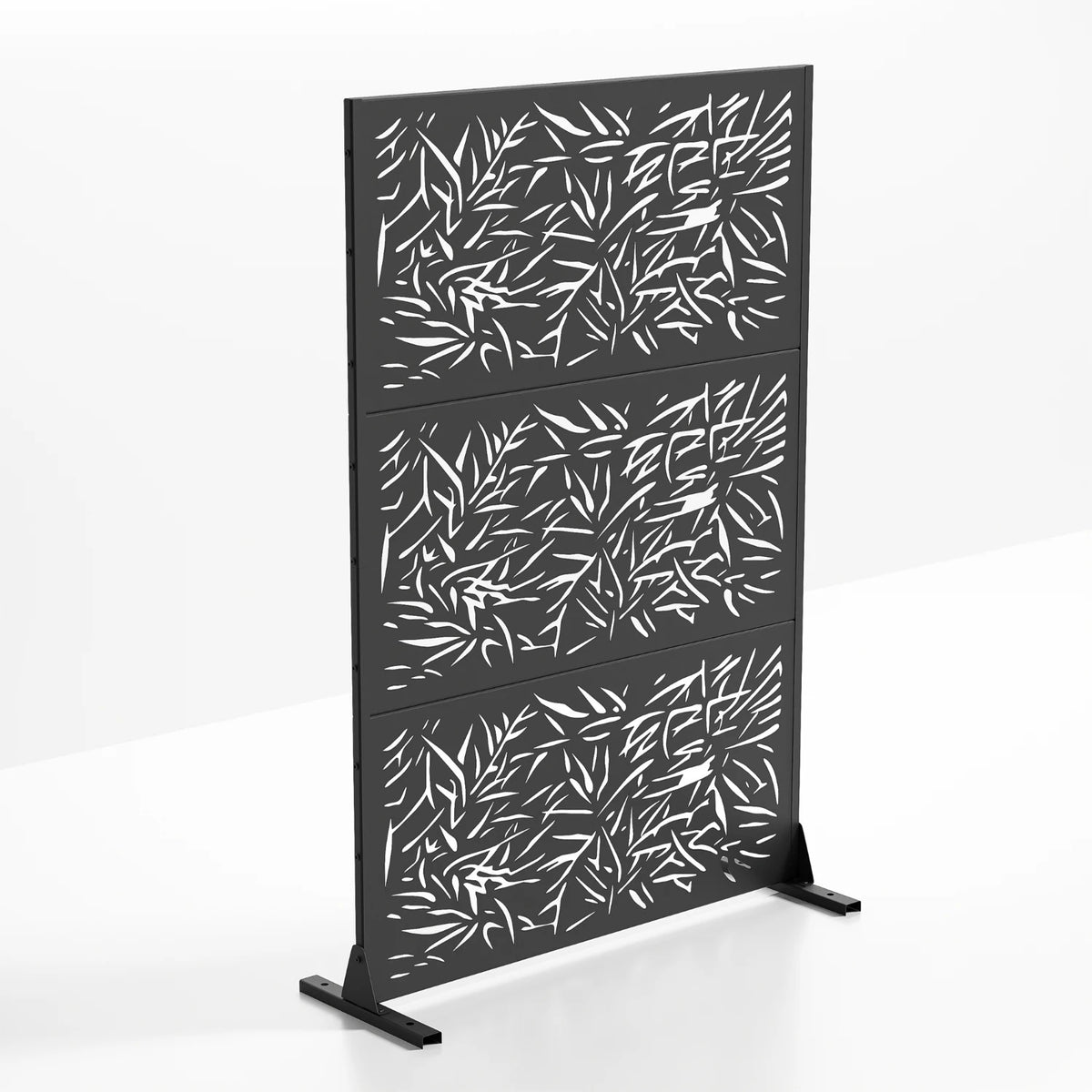 16 in. D x 47 in. W x 72 in. H Black Galvanized Steel Outdoor Privacy Screen Decorative Metal Fence Panel