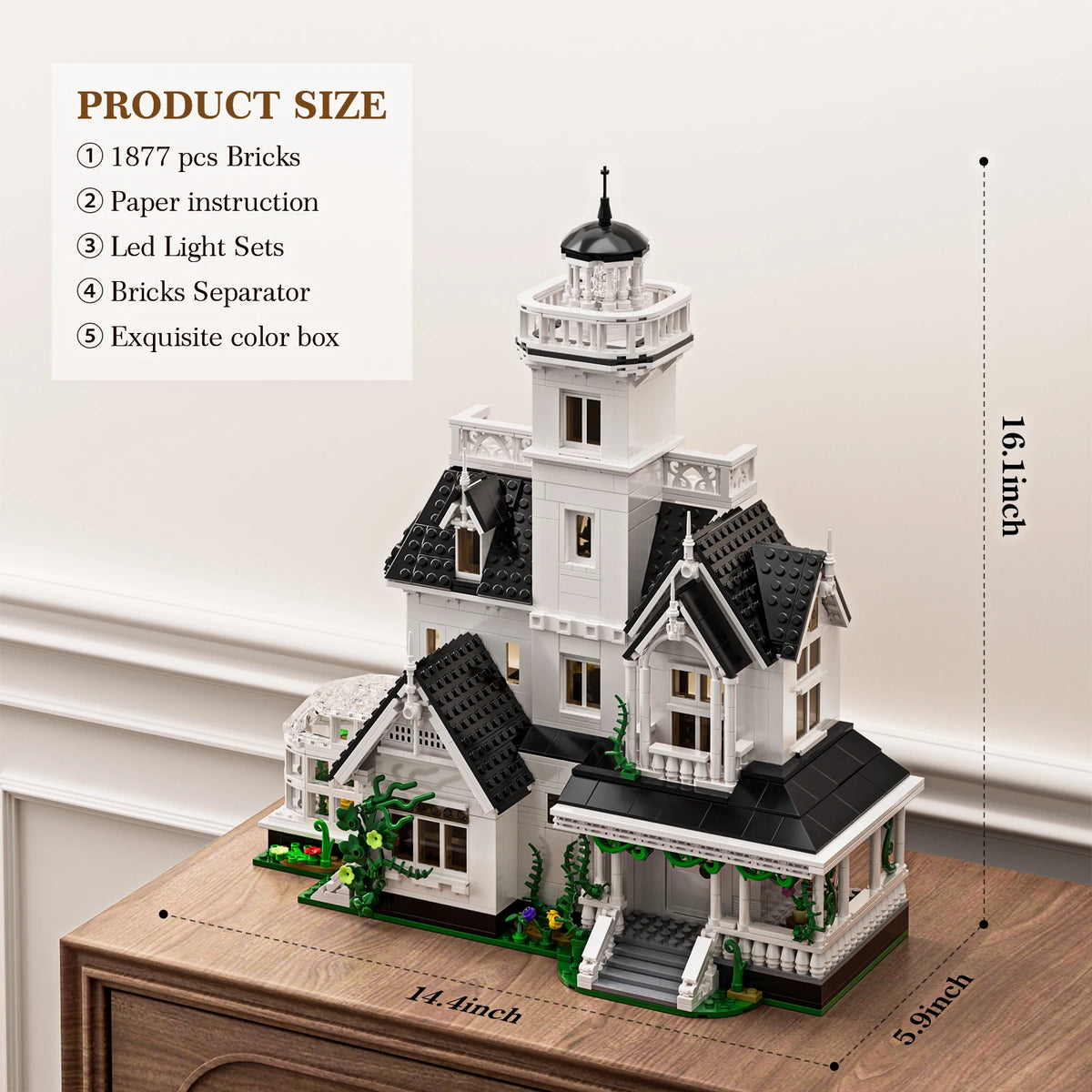 LED Victorian House Building Blocks Set With Warm Lights