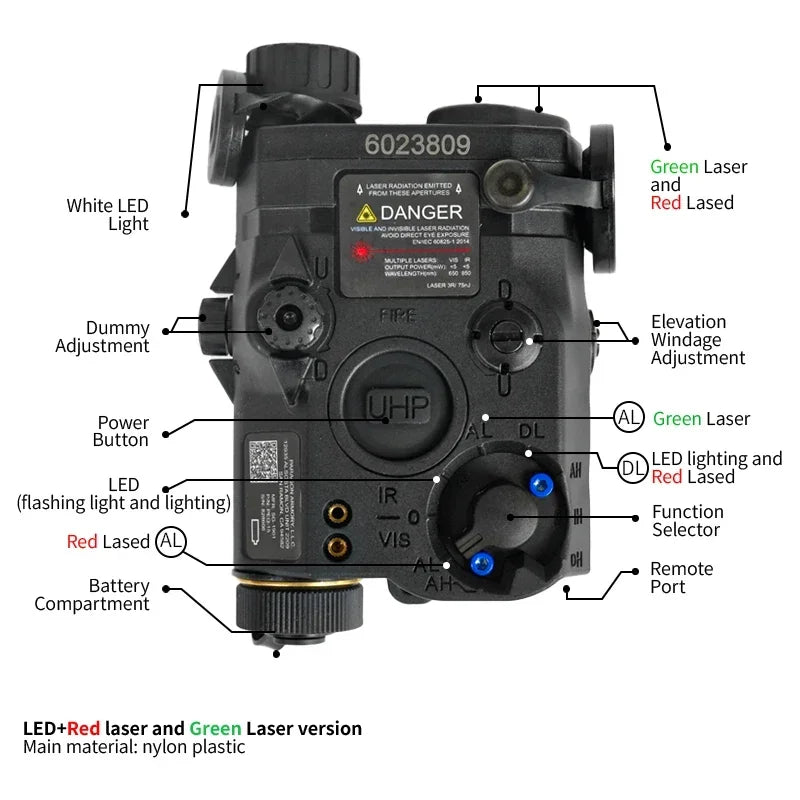 Tactical PEQ15 Green Red Laser Airsoft PEQ-15 IR Laser OR IR Fill Light Version Aiming Pointer IR Laser Flashlight