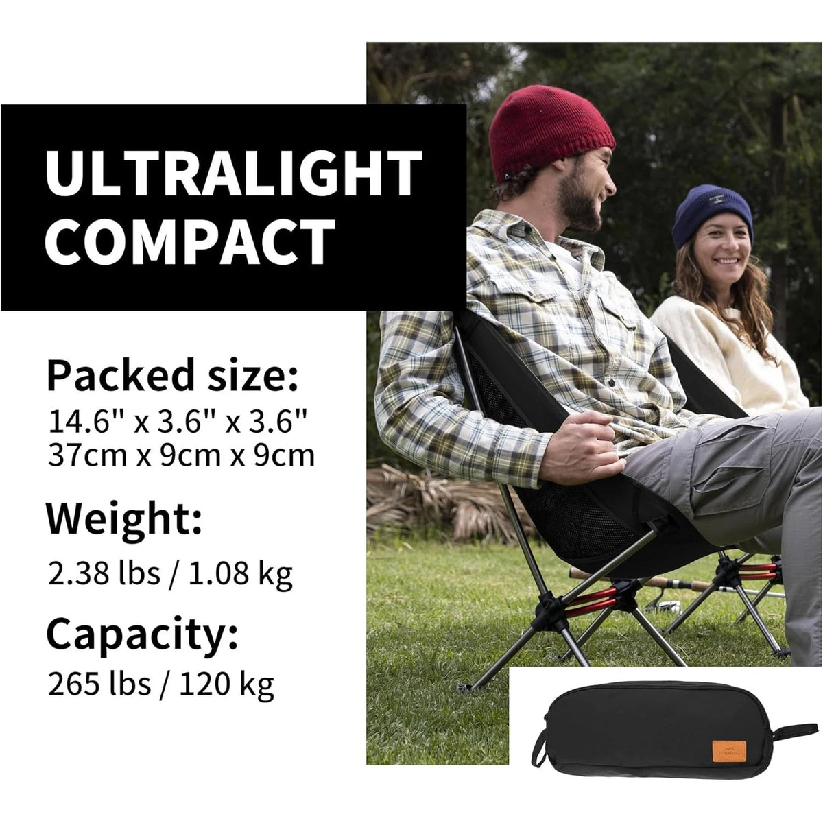 Naturehike Ultralight Portable Folding Camping Chair Aluminum Alloy Frame