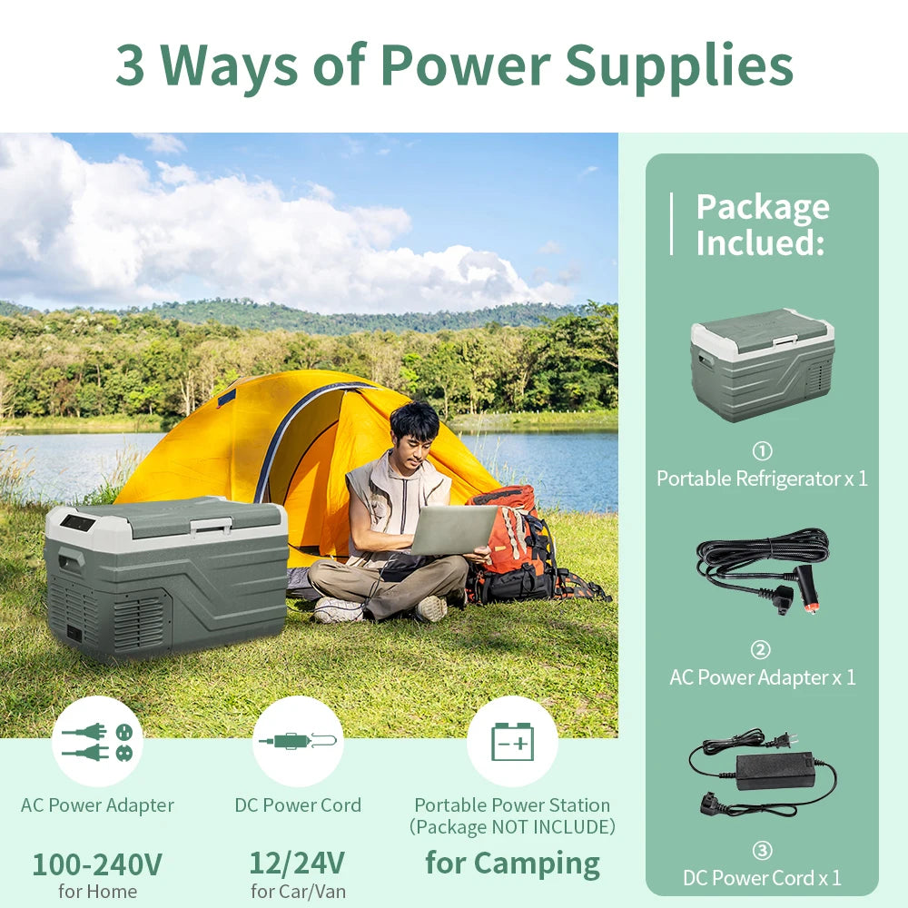 Alpicool Portable 12V Compressor Car Refrigerator Freezer for Camping and Travel