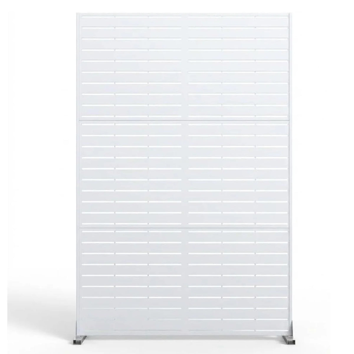 Freestanding Metal Outdoor Privacy Screen – 183x120cm Decorative Garden Divider with Stand – Large Patio & Balcony Fence Panel – Easy Install – Horizontal Stripes