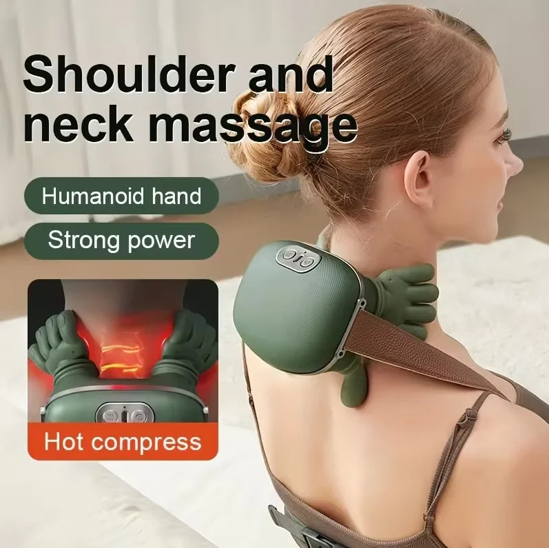 Wireless Heated Neck and Shoulder Massager with Finger Massage