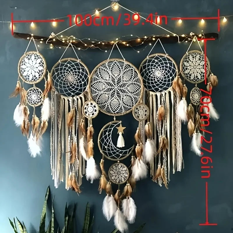 Handcrafted Moon And Sun Dream Catcher Bohemian Wall Decor