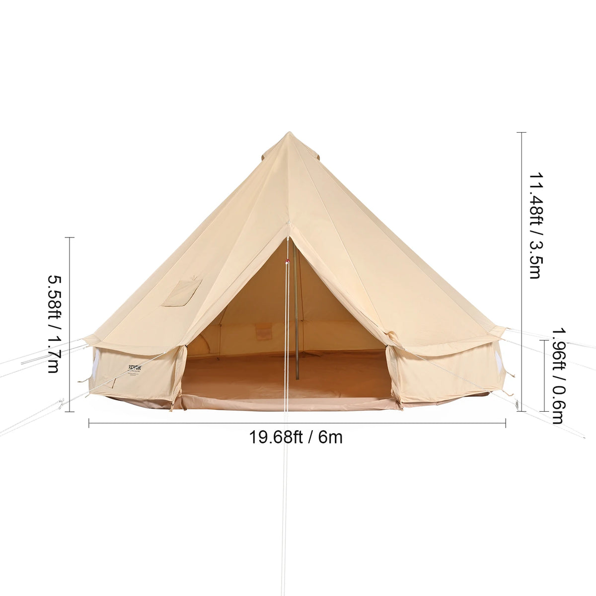 SucceBuy All Season Canvas Bell Tent For Outdoor Camping