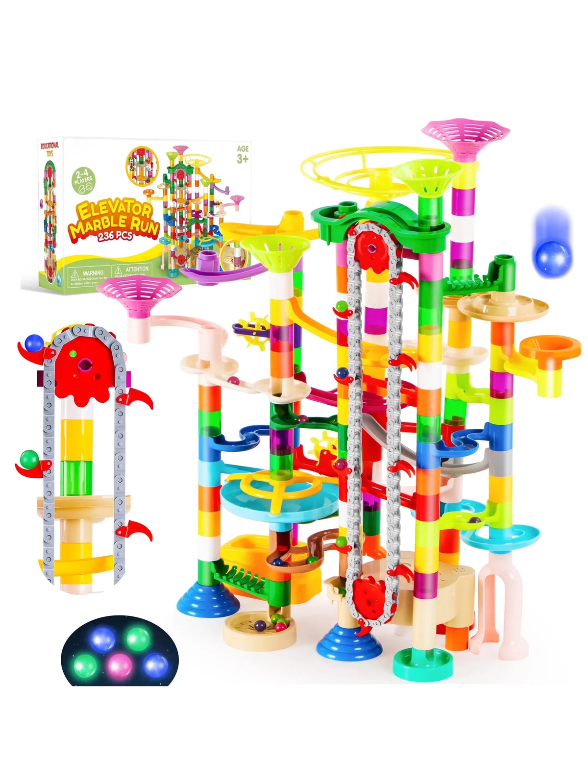 Joyfy Glowing Marble Run Building Blocks With Motorized Elevator