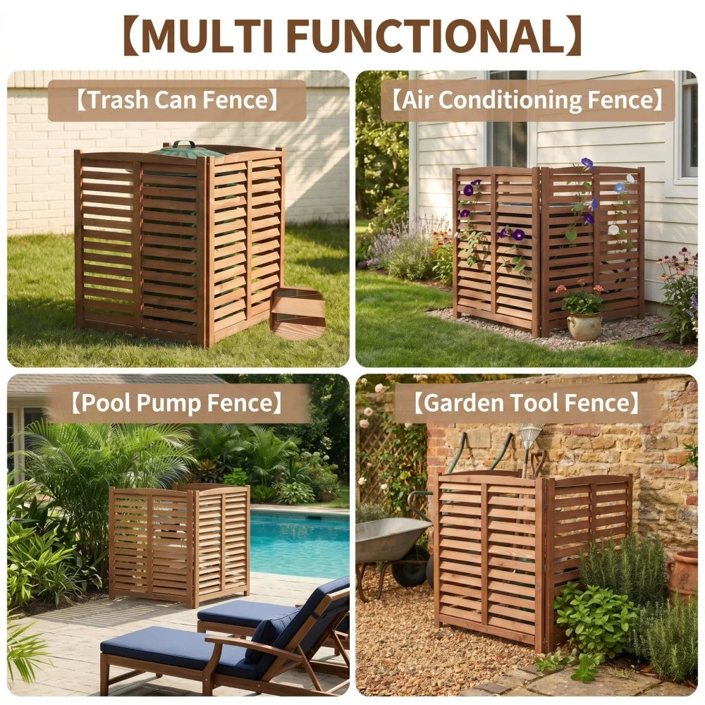 3-Panel Outdoor Air Conditioner Fence 3-Section Outdoor Wooden Screen, Outside Wood Privacy Fence, 32" W X 38" H Supplies FYCS
